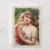 Femme victorienne avec Roses roses rose Carte de f (Devant)