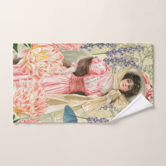 Femme victorienne florale rose Régence (Serviette à main)