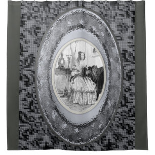 femme victorienne miroir gris douche rideau hermèr
