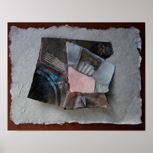 Femme visage, rayures, larmes Collage - Poster (Devant)
