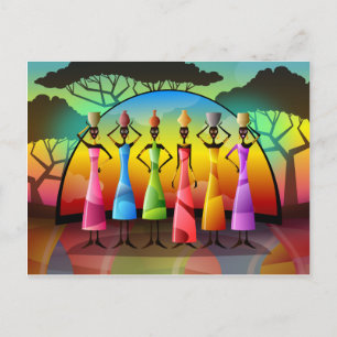 Femmes Africaines Avec Carte Postale Navires