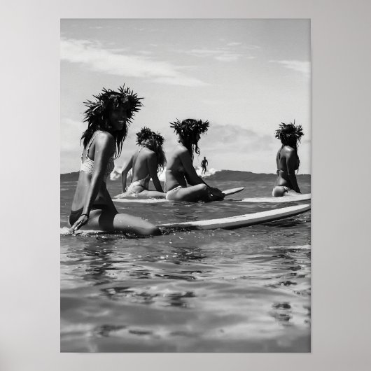 Femmes Afro-Américaines Impression de Surf, Noir e (Devant)