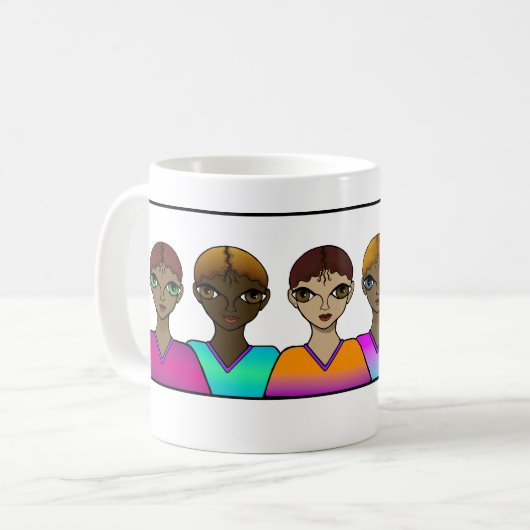 Femmes alignées. Mug (Devant gauche)