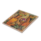 Femmes avec carreaux de fruits tropicaux (Côté)