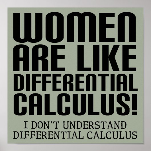 Femmes Calculs différentiels Funny Poster signe (Devant)