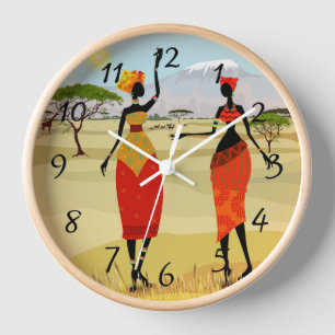 Femmes du Kenya animation horloge ronde