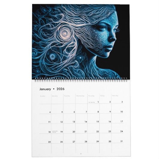 Femmes en détail Calendrier 12 mois (pages fractio (Jan 2026)