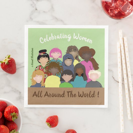 Femmes en fête, 8 mars, serviettes en papier (En situation)