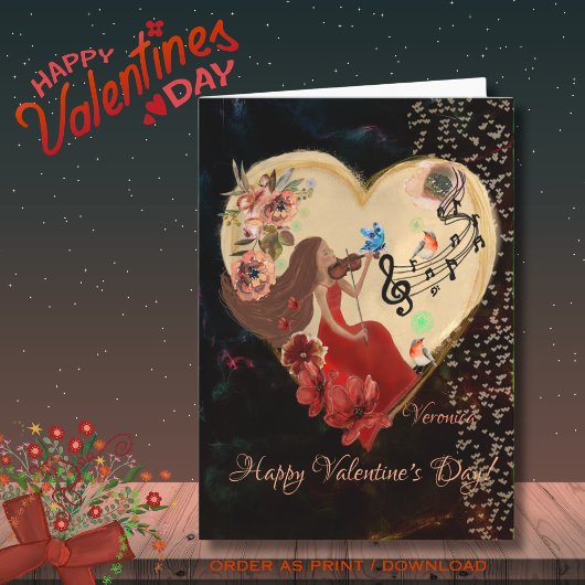 Femmes en Robe Rouge jouant de la carte violon