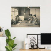 femmes japonaises assises sur une affiche (Bureau à domicile)