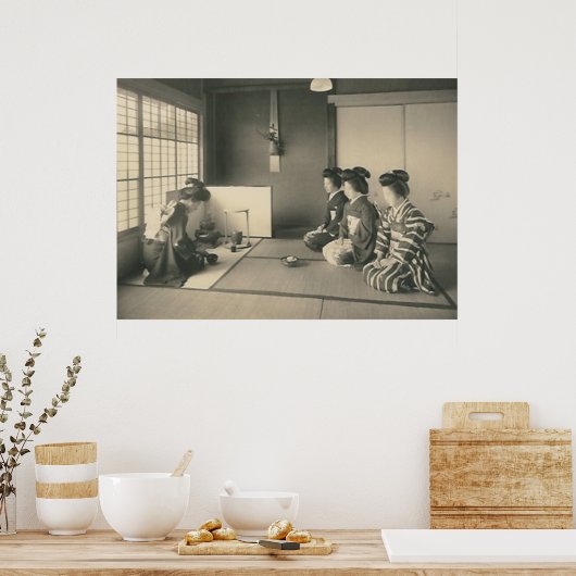 femmes japonaises assises sur une affiche (Cuisine)