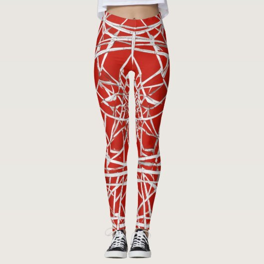 femmes leggings avec vagues rouges et blanches (Devant)