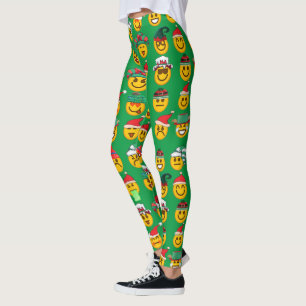 Femmes Leggings verts de Noël Emoji Leggings