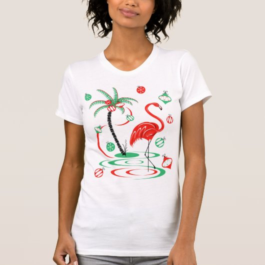 Femmes rouges de T-shirt de babioles de Flamant (Devant)