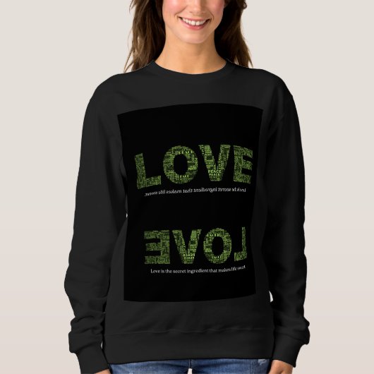 Femmes sweatshirt - noir avec l'impression Amour (Devant)