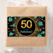 Femmes Turquoise 50e anniversaire Étiquette de bou (En situation)