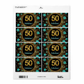 Femmes Turquoise 50e anniversaire Étiquette de bou (Feuille entière)