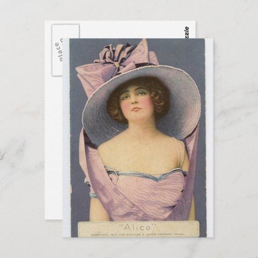 Femmes victoriennes en robe violette carte postale (Devant / Derrière)