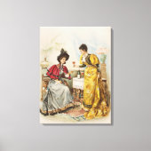 Femmes vintages Boire Vin Antique Toile Imprimer (Recto)