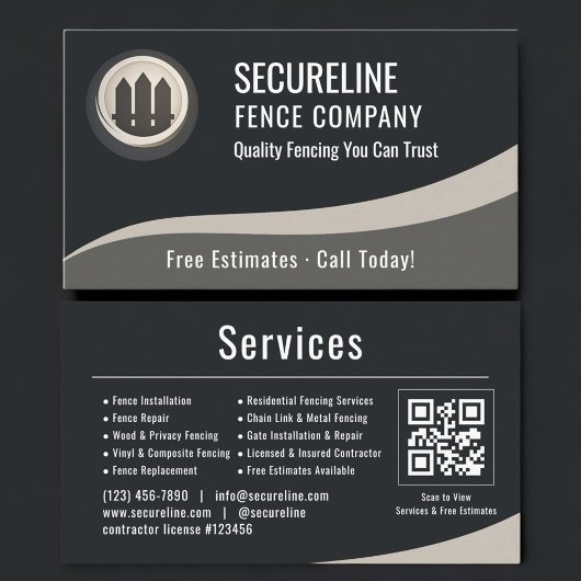 Fence Builder QR Code Professional Visitekaartje