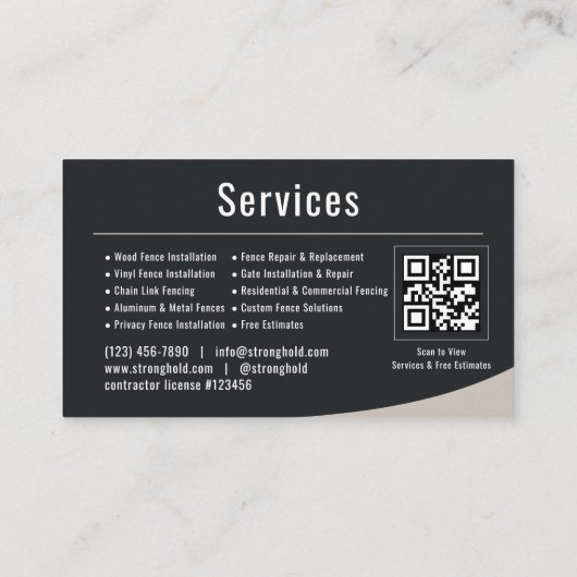 Fence Installation QR Code Professional Visitekaartje (Achterkant)