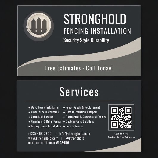 Fence Installation QR Code Professional Visitekaartje