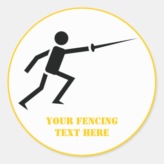 Fencer black silhouette fencing op maat ronde sticker (Voorkant)