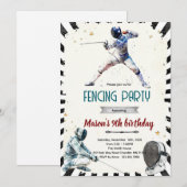 Fencing Birthday party Invitation (Devant / Derrière)