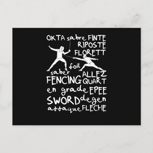 Fencing terms training fencer team foil briefkaart (Voorkant)