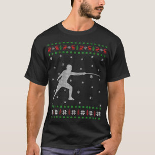 Fencing Ugly Christmas Sweater Style Funning T-shirt