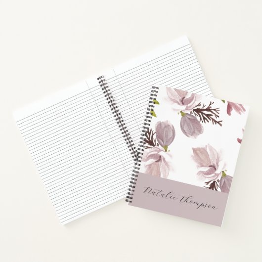 Fendemische botanische monogramscriptnaam notitieboek (Binnen)