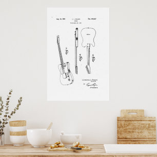 Fender telecaster gitaar patent muur kunst poster