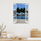 Fenêtre 3D Fake Vue Piscine Poster Art (Cuisine)