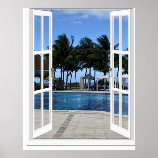 Fenêtre 3D Fake Vue Piscine Poster Art (Devant)
