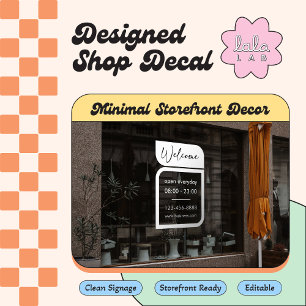 Fenêtre Autocollant de bienvenue et d'horaires pour les en