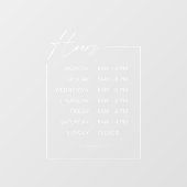 Fenêtre Autocollant pour vitrine d'horaires d'ouverture d' (Feuille)