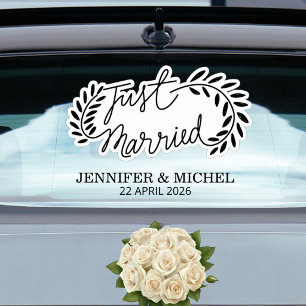 Fenêtre Autocollant pour voiture de mariage "Juste Mariés"