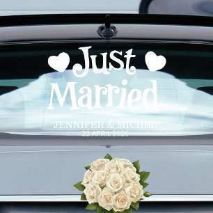 Fenêtre Autocollant pour voiture de mariage "Juste Mariés"