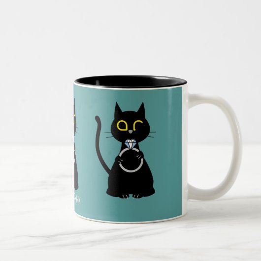 FENÊTRE BLEUE Funny Chat noir Proposition Mug à de (Droit)