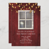 Fenêtre de grange rouge et lumières Invitations ru (Devant / Derrière)