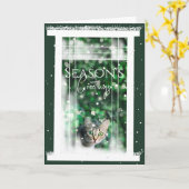 Fenêtre d'hiver avec une jolie carte de Noël pour  (Fleur jaune)