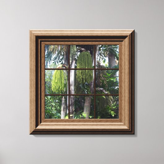Fenêtre encadrée en bois Faux Vue Tropicale Toile  (Recto)