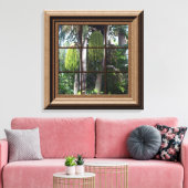 Fenêtre encadrée en bois Faux Vue Tropicale Toile  (Insitu(Salon))
