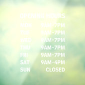 Fenêtre Heures d'ouverture d'entreprise Autocollant pour v (Feuille 3)