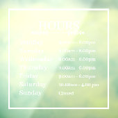 Fenêtre Heures d'ouverture minimales Autocollant pour vitr (Feuille 3)