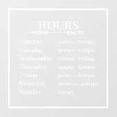 Fenêtre Heures d'ouverture minimales Autocollant pour vitr (Feuille)