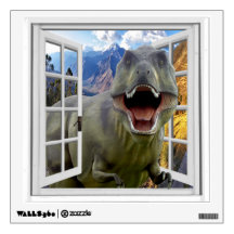 Fenêtre murale d'image de dinosaure de T-Rex