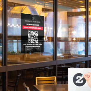 Fenêtre Noir Code QR Menu Scan Commande Autocollant pour
