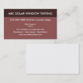 Fenêtre teintant des cartes de visite (Devant / Derrière)