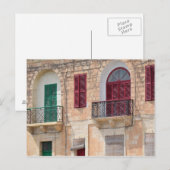 Fenêtres colorées coupées à Malte Carte postale (Devant / Derrière)
